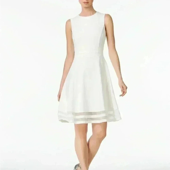 Calvin Klein Size 2 Illusion-Trim  Fit & Flare Dress - Picture 2 of 10
